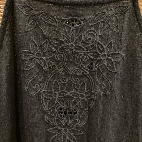 ❤️SOLD❤️Free People Womens Large Black Flowy Embroidered Cut Out Tie Back Dress - Picture 6 of 8